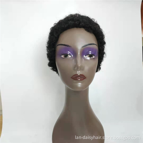 Fast Shipping 100% Brazilian Remy Human Hair Machine Made Wig for Black Women Jerry Curly  Short Wave